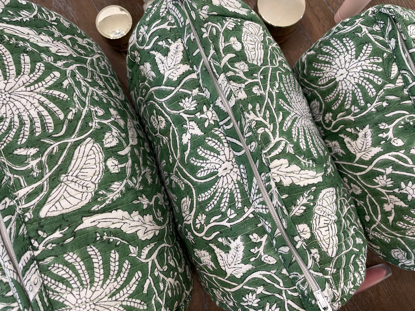 Lush Leafy Handblock Printed Multiuse Pouch