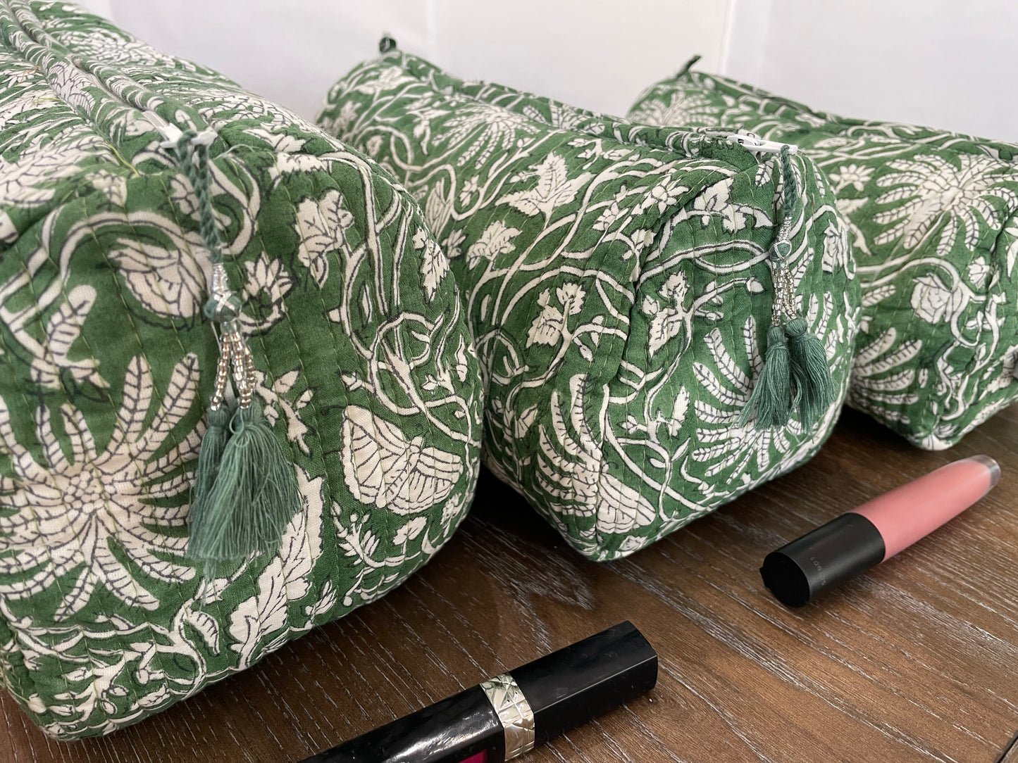 Lush Leafy Handblock Printed Multiuse Pouch