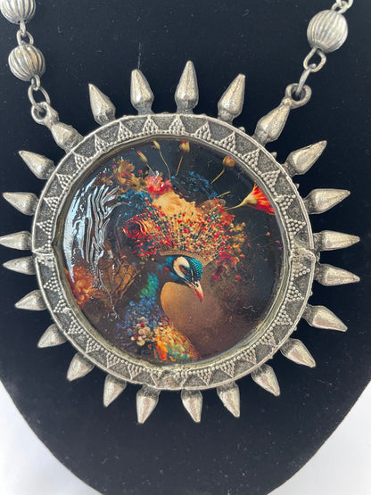 Peacock and Queen Necklace