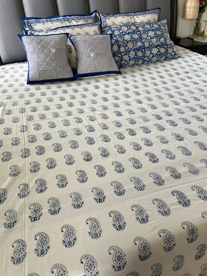 Ethereal Elegance Handblock Printed Cotton Bedsheet