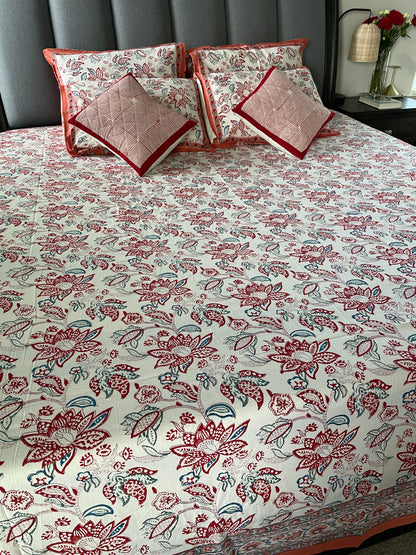 Serenity Gardens Handblock Printed Cotton Bedsheet