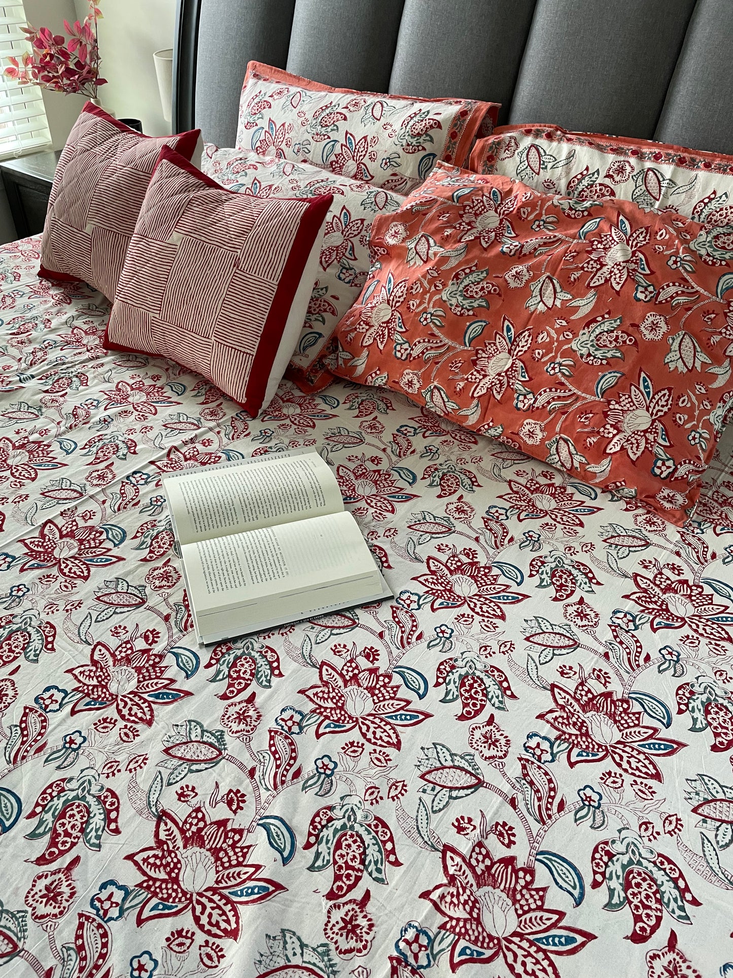 Serenity Gardens Handblock Printed Cotton Bedsheet