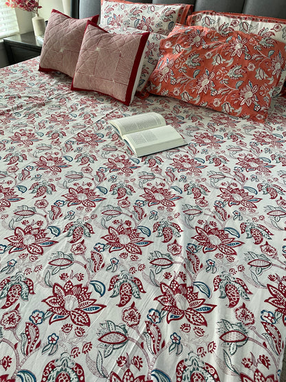 Serenity Gardens Handblock Printed Cotton Bedsheet