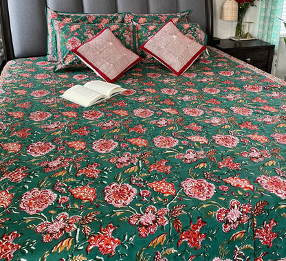 Enchanting Meadows Handblock Printed Cotton Bedsheet