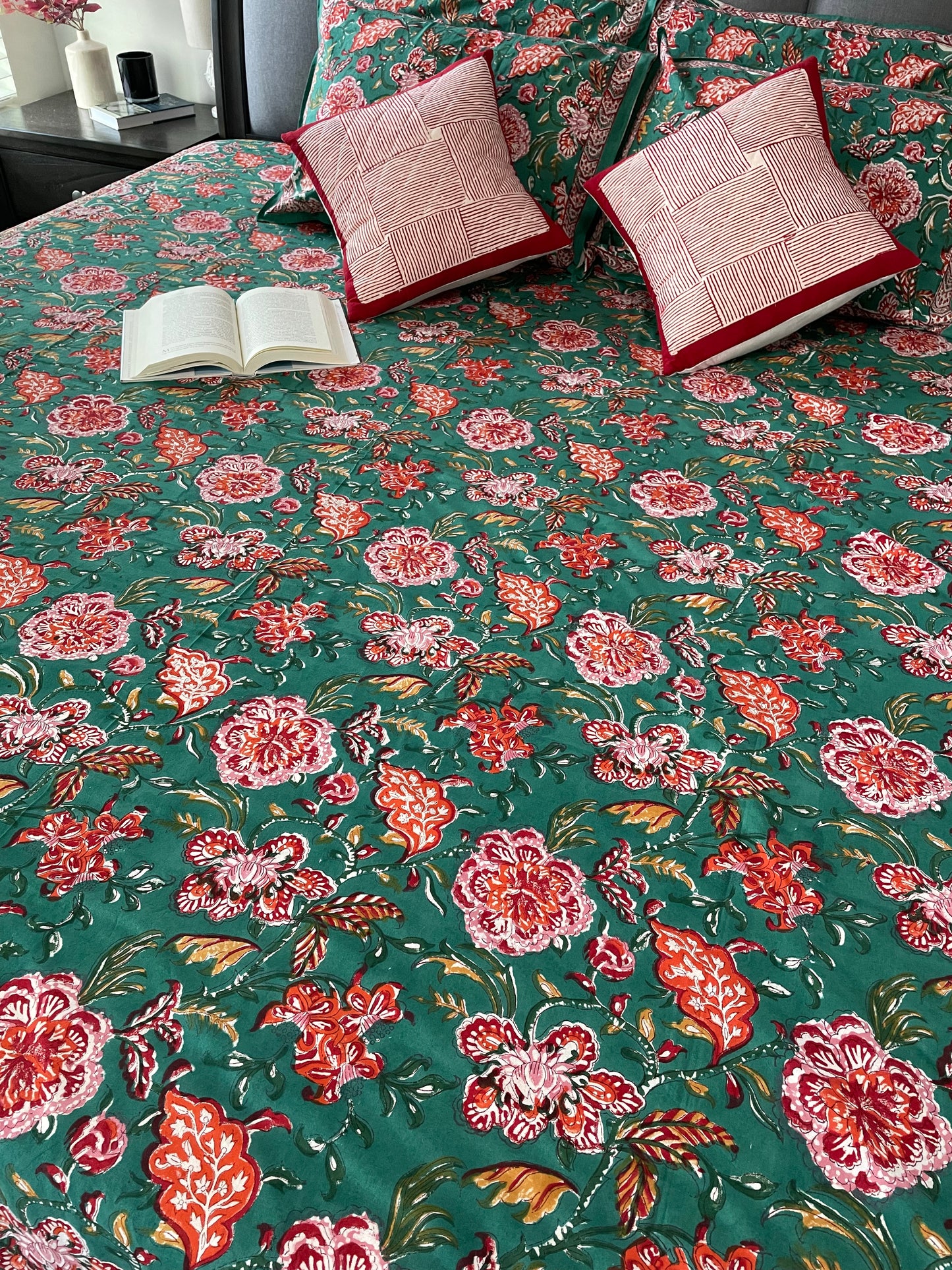 Enchanting Meadows Handblock Printed Cotton Bedsheet