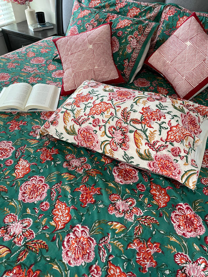 Enchanting Meadows Handblock Printed Cotton Bedsheet