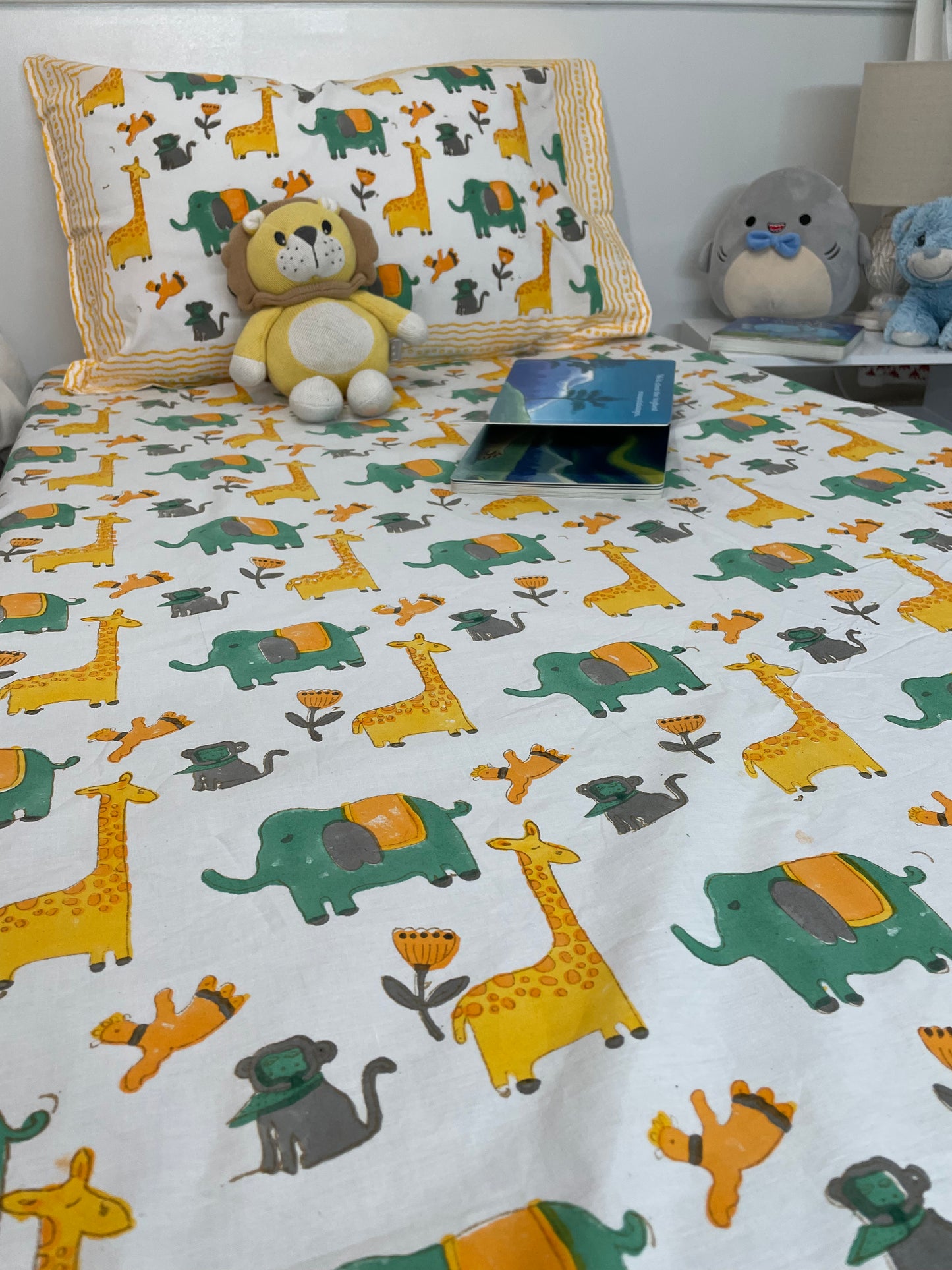 Jungle Friends Handblock Printed Cotton Bedsheet