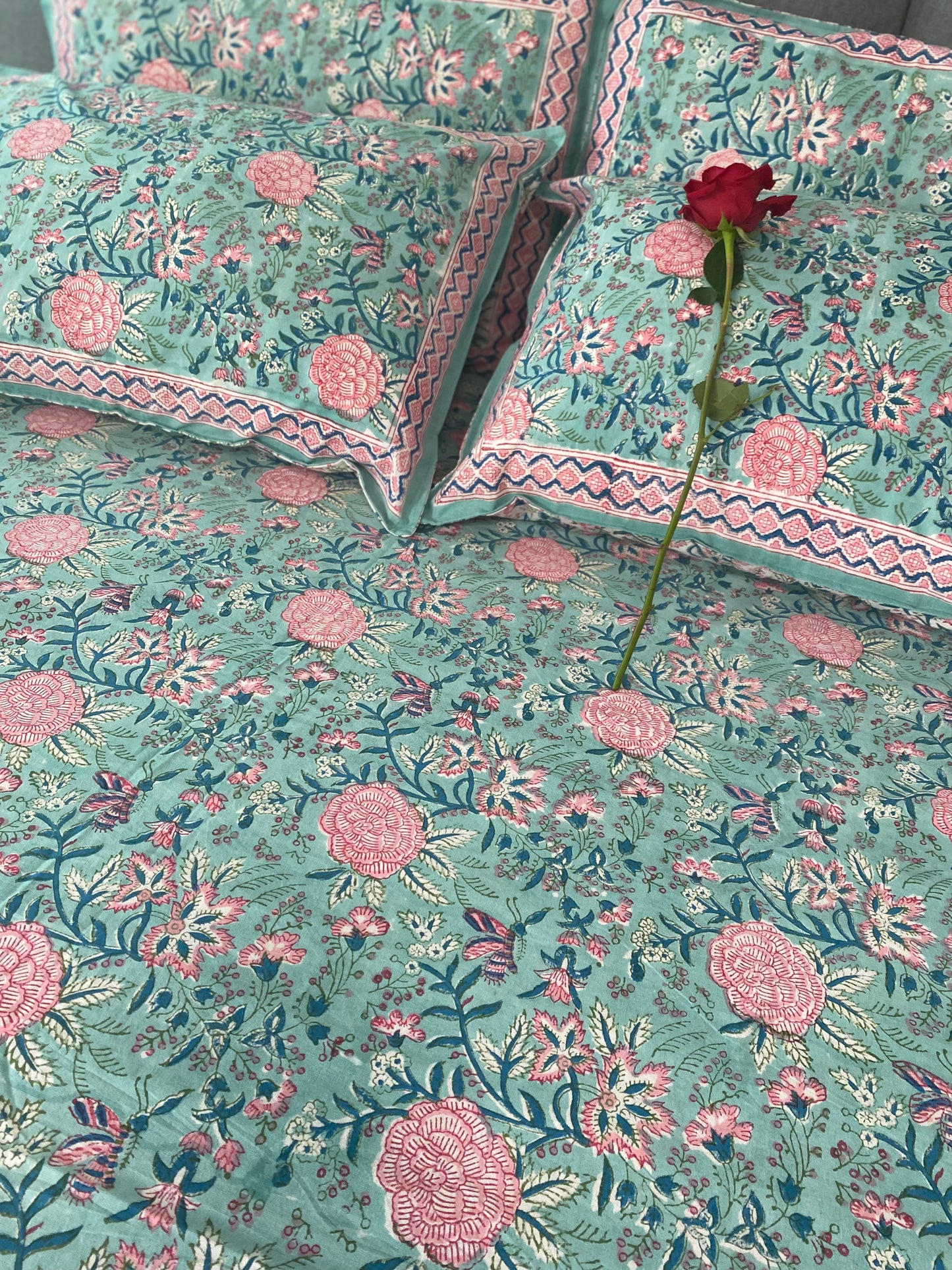 Dreamy Daisies Handblock Printed Cotton Bedsheet